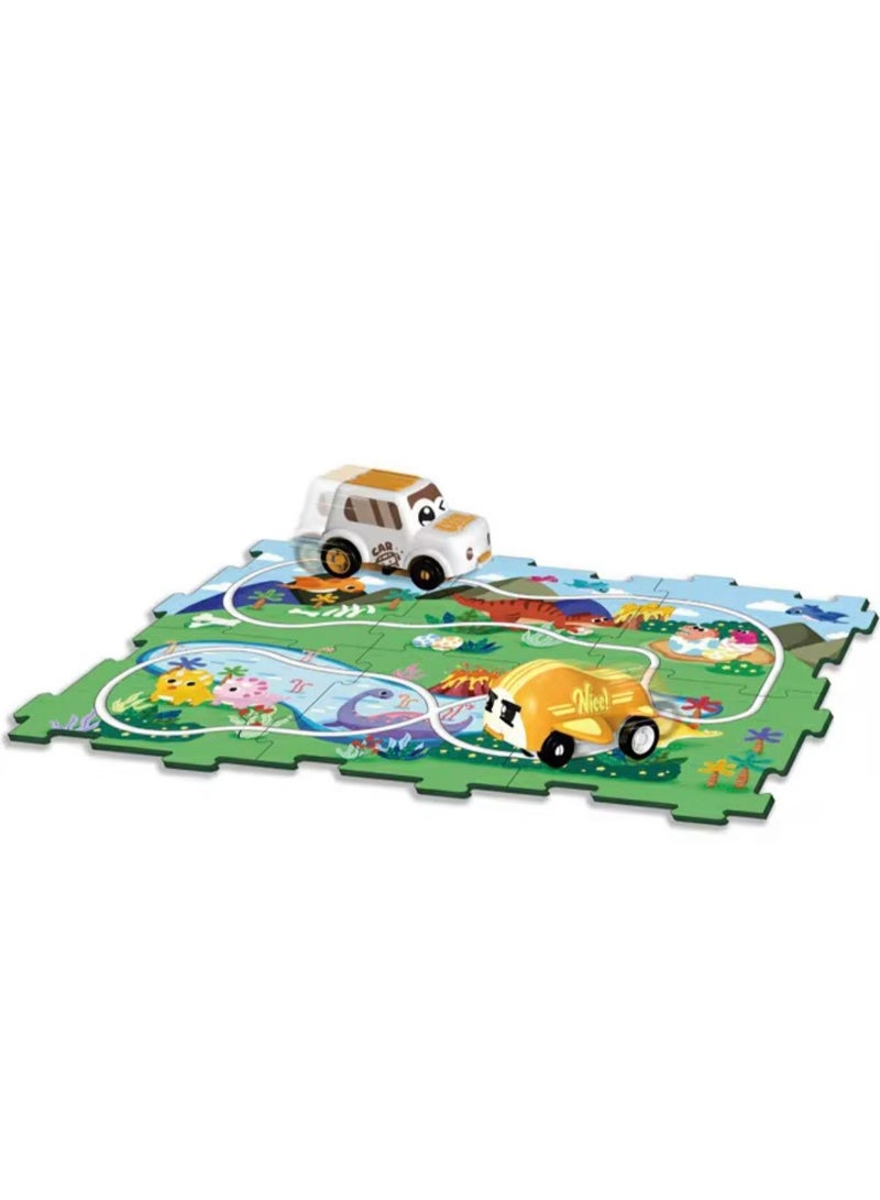 توي لاند مجموعة ألغاز مسار سيارات بتصميم ديناصورات - مجموعة تجميع مسار مع سيارات ألعاب (3 سنوات فأكثر) - Image 2